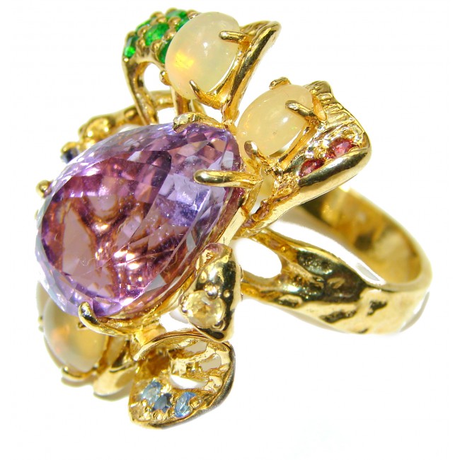 Exclusive African Amethyst 14K Gold over .925 Sterling Silver HANDCRAFTED Ring size 9 1/2