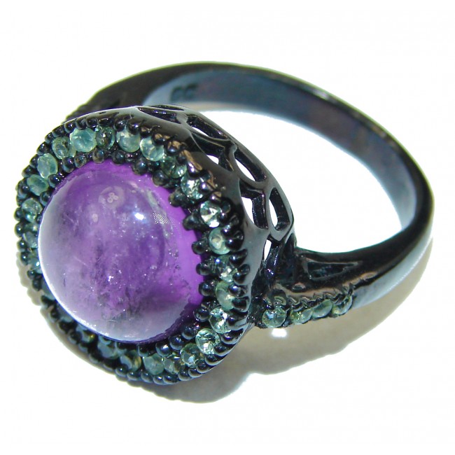 Vintage Beauty Amethyst Apatite .925 Sterling Silver handcrafted ring size 8