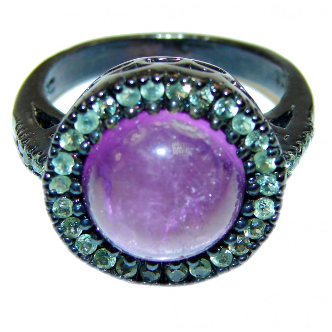 Vintage Beauty Amethyst Apatite .925 Sterling Silver handcrafted ring size 8
