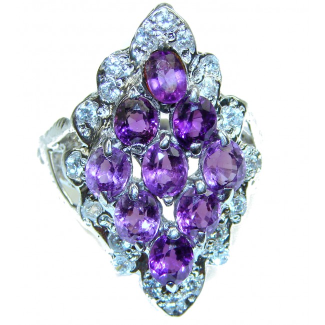Incredible 11.7 carat African Amethyst .925 Sterling Silver handcrafted ring size 9