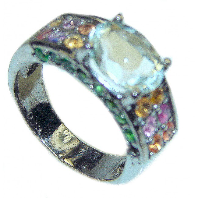 Stunning Green Amethyst Sapphire .925 Sterling Silver handmade Ring size 8