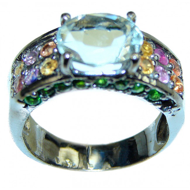 Stunning Green Amethyst Sapphire .925 Sterling Silver handmade Ring size 8