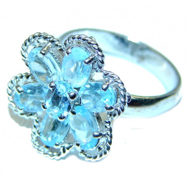 Electric Blue Swiss Blue Topaz .925 Sterling Silver handmade Ring size 7