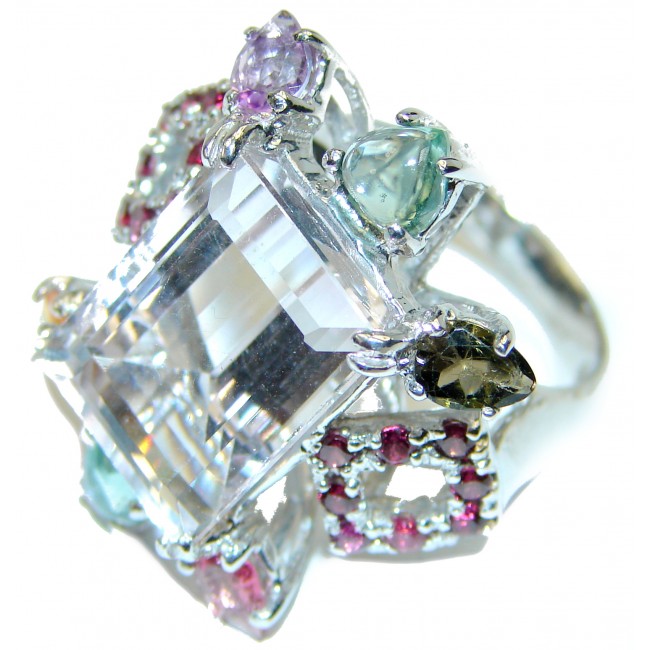 Pure Love White Topaz .925 Sterling Silver Large ring size 8