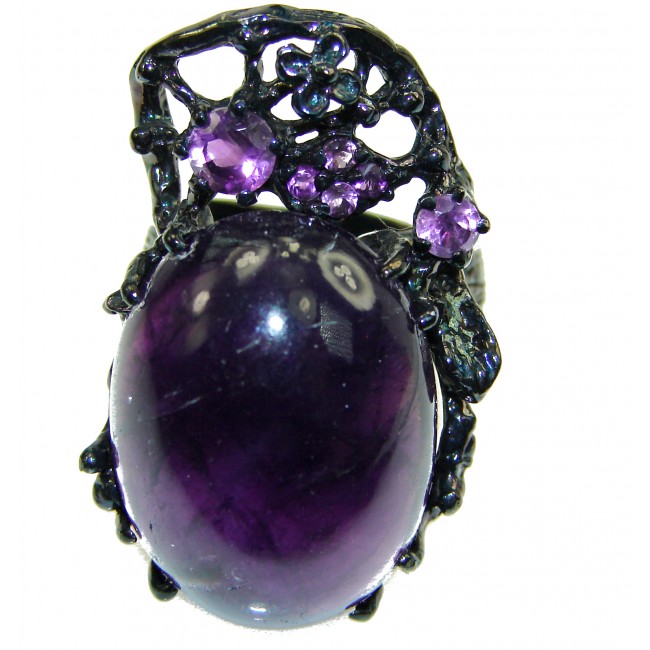 Purple Extravaganza Amethyst black rhodium over .925 Sterling Silver HANDCRAFTED Ring size 8