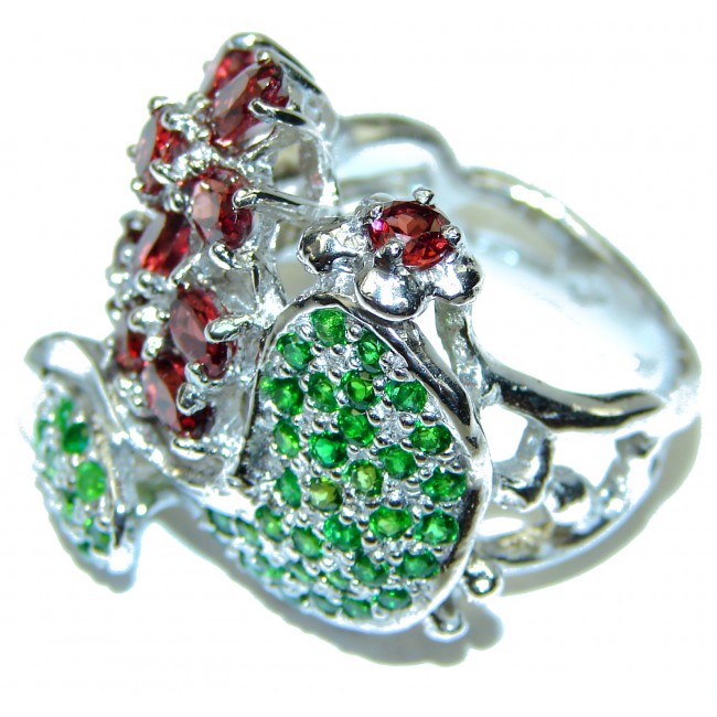 Special Chrome Diopside .925 Sterling Silver handmade ring s. 8 1/4