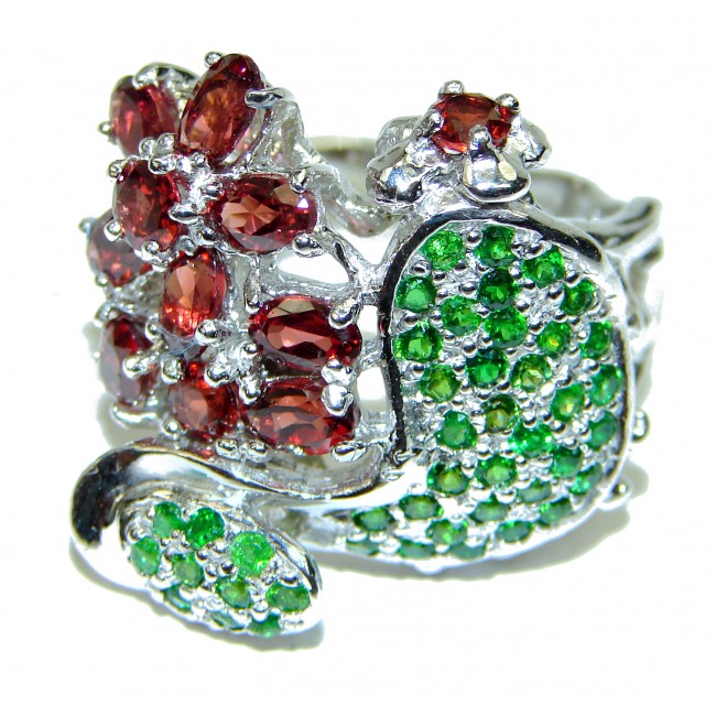 Special Chrome Diopside .925 Sterling Silver handmade ring s. 8 1/4