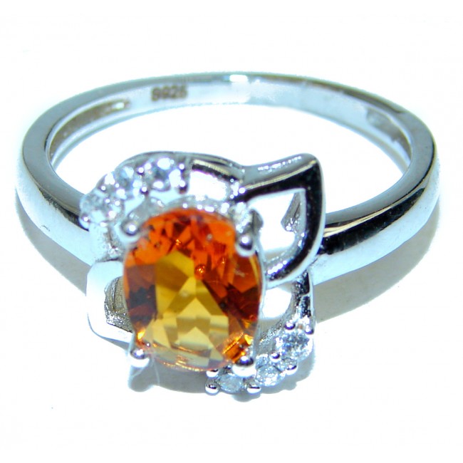 Golden Topaz .925 Sterling Silver handcrafted ring; s. 6 3/4
