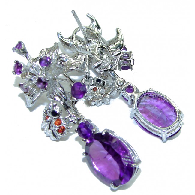 Purple Blossom Amethyst .925 Sterling Silver handcrafted earrings