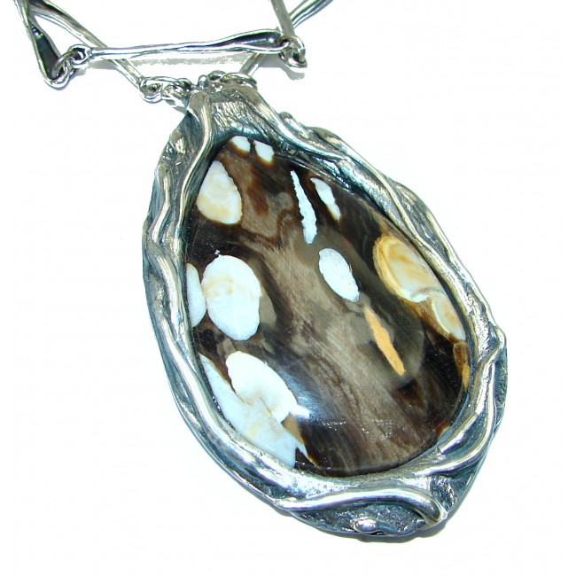 Genuine Petrified Palm Wood .925 Sterling Silver handcrafted necklace