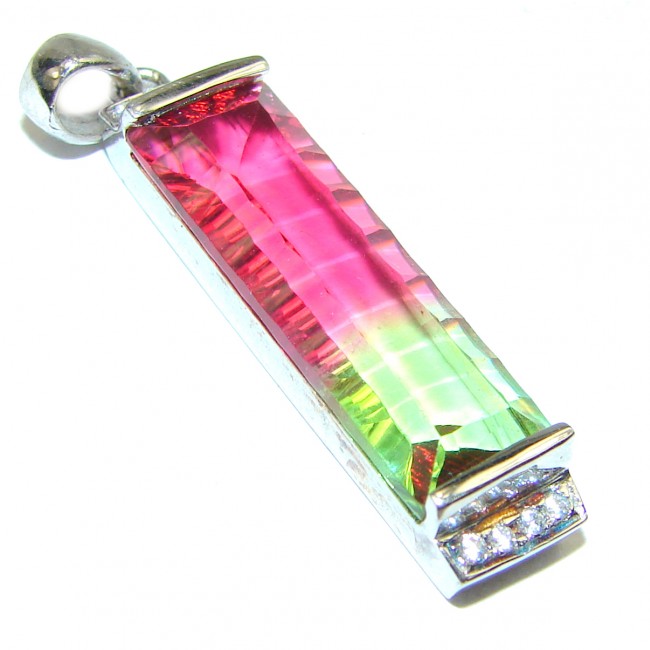 Deluxe 25ctw Tourmaline .925 Sterling Silver handmade Pendant