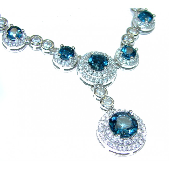 Marvels authentic London Blue Topaz .925 Sterling Silver handcrafted necklace