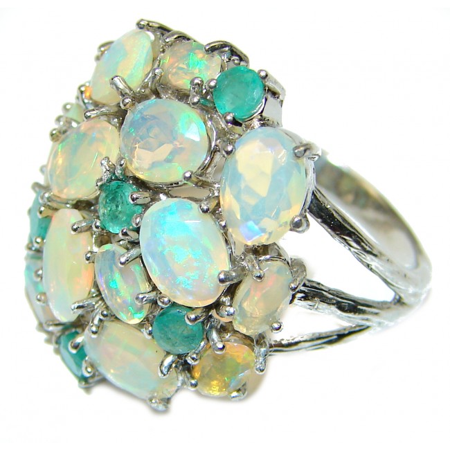 Extraordinary quality Ethiopian Opal .925 Sterling Silver handcrafted Ring size 8 1/4
