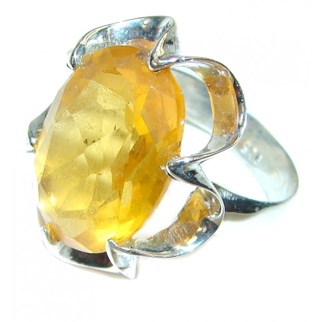 Yellow Quartz. 925 Sterling Silver handmade Ring s. 7