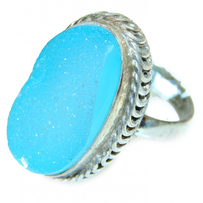 Amazing Crystal Druzy Sterling Silver Ring s. 8