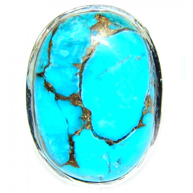Copper Turquoise .925 Sterling Silver ring; s. 6