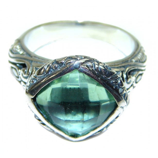Best quality Green Amethyst .925 Sterling Silver handcrafted Ring Size 6