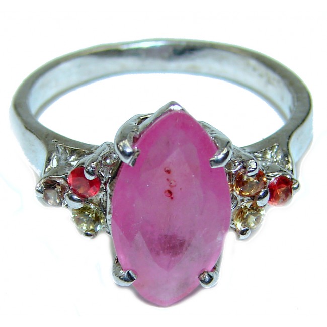 Royal quality unique Star Ruby .925 Sterling Silver handcrafted Ring size 8 1/2