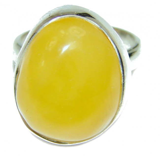 Authentic rare Butterscotch Baltic Amber .925 Sterling Silver handcrafted ring; s. 6 3/4