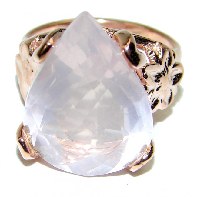 19.2 carat Rose Quartz 18K Gold over .925 Sterling Silver brilliantly handcrafted ring s. 7