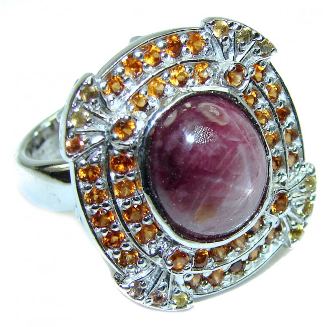 Royal quality unique Star Ruby .925 Sterling Silver handcrafted Ring size 8 1/4