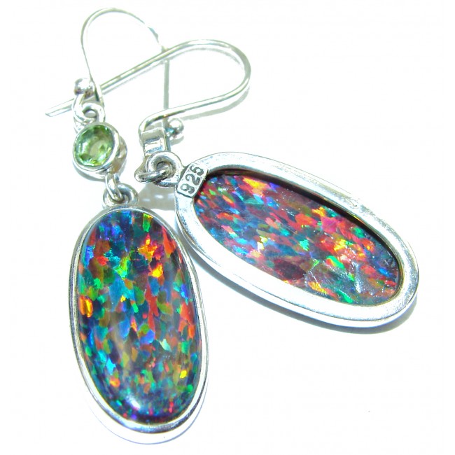 Precious Doublet Opal .925 Sterling Silver handmade earrings