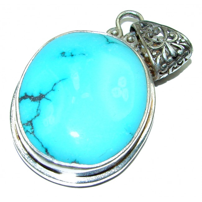 One of a kind Beauty authentic Turquoise .925 Sterling Silver handmade pendant