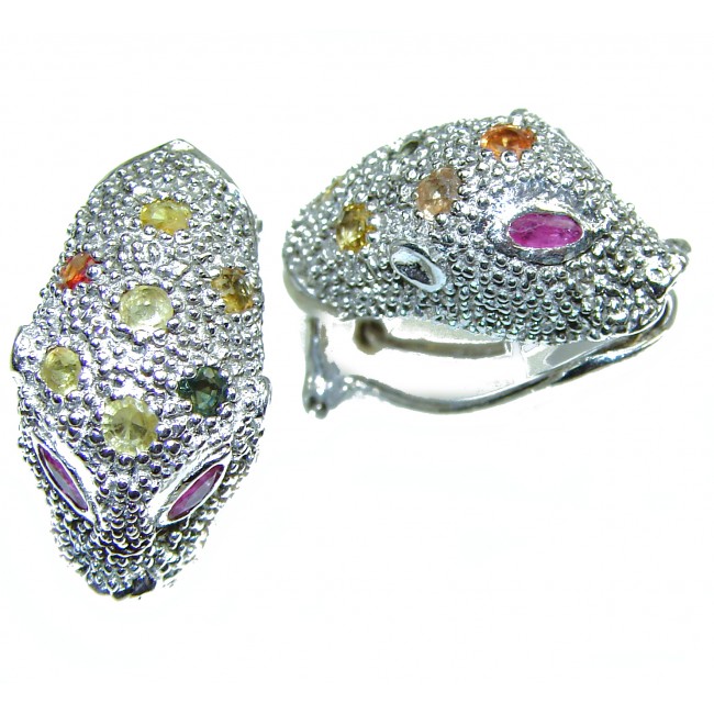 Cheetah Authentic Sapphire .925 Sterling Silver handmade earrings