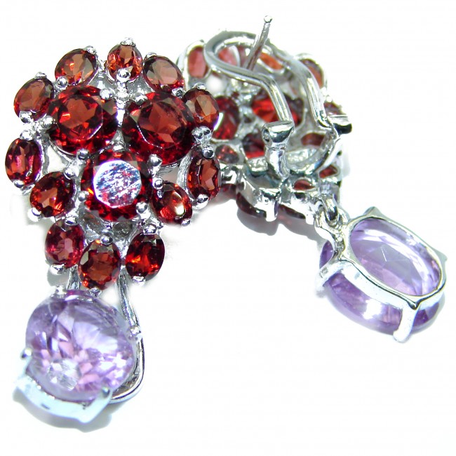 Purple Beauty Amethyst Garnet .925 Sterling Silver handcrafted earrings