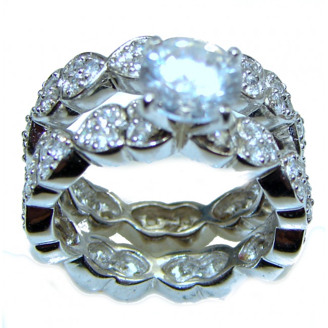 Spectacular White Topaz .925 Sterling Silver stack up ring size 6