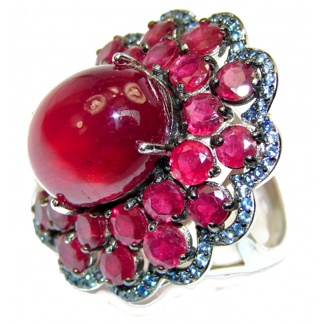 Stunning Beauty 34.5 carat authentic Ruby white Gold over .925 Sterling Silver Ring size 7 1/2