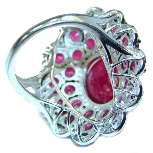 Stunning Beauty 34.5 carat authentic Ruby white Gold over .925 Sterling Silver Ring size 7 1/2