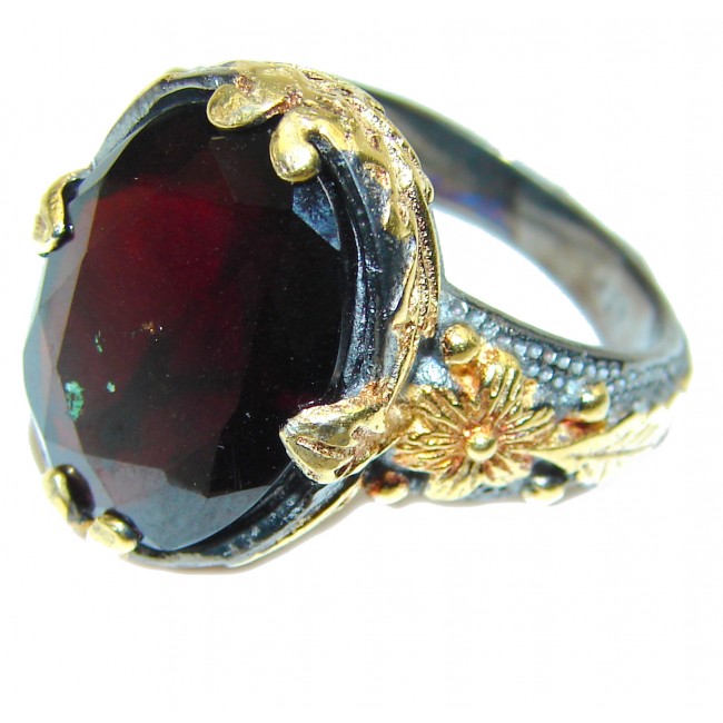 Vintage Beauty 12.8 carat unique Ruby .925 Sterling Silver handcrafted Ring size 8