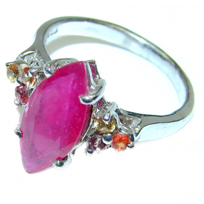 BEST quality 10.8 carat unique Ruby .925 Sterling Silver handcrafted Ring size 8 1/4