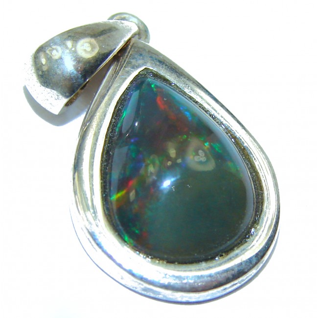 Perfection 8.6CTW Authentic Black Opal .925 Sterling Silver handmade Pendant