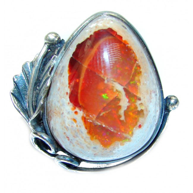 Excellent quality Mexican Opal .925 Sterling Silver handcrafted Ring size 7 1/2