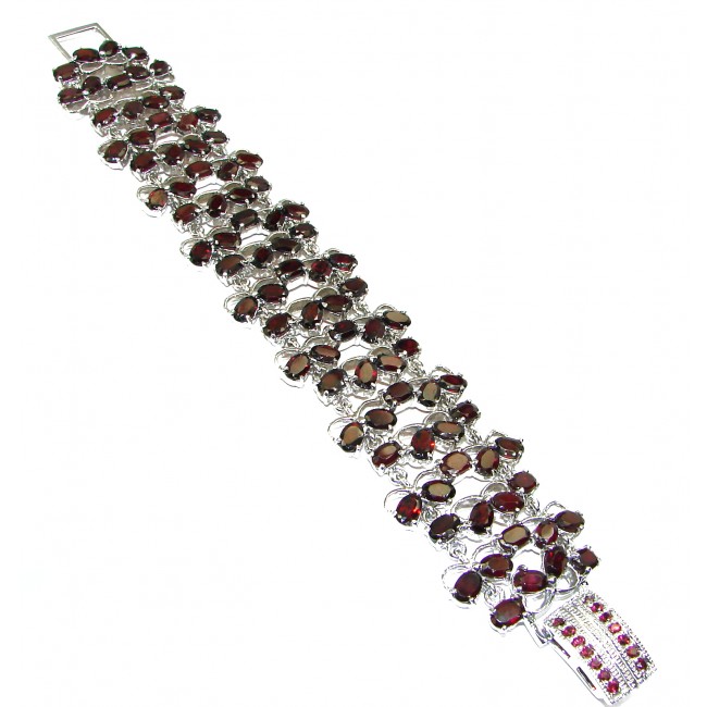 Red Passion Authentic faceted Garnet .925 Sterling Silver handcrafted Bracelet