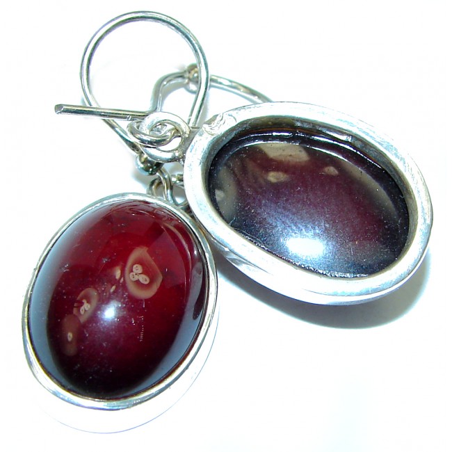 Authentic 22.5ct deep red Garnet .925 Sterling Silver handmade earrings
