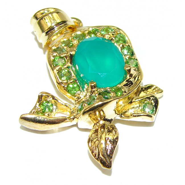 Vintage Style Emerald .925 Sterling Silver Pendant