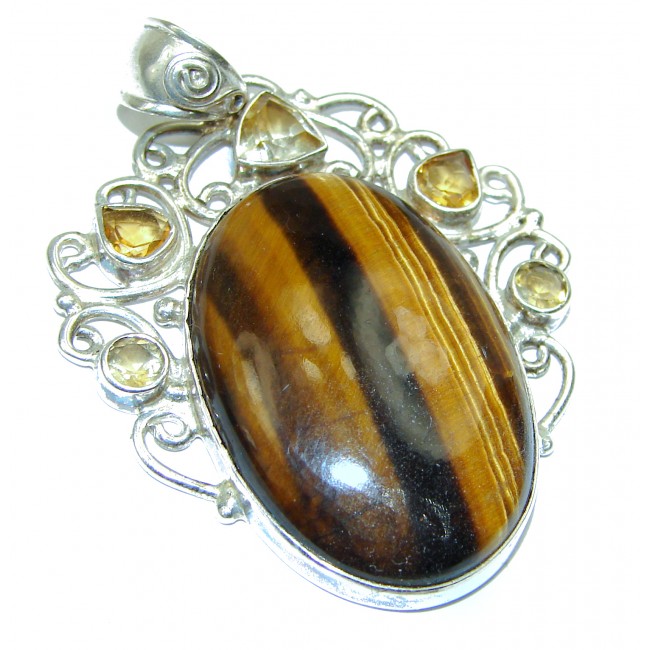 Incredible quality Iron Tigers Eye .925 Sterling Silver handmade Pendant