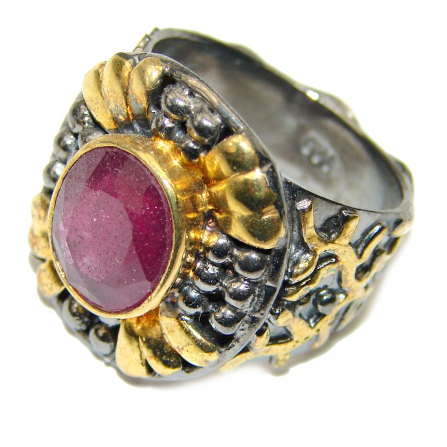 Stunning Beauty 8.5 carat authentic Ruby 18K Gold over .925 Sterling Silver Ring size 7 1/4