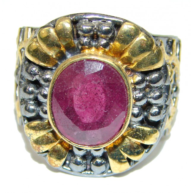 Stunning Beauty 8.5 carat authentic Ruby 18K Gold over .925 Sterling Silver Ring size 7 1/4