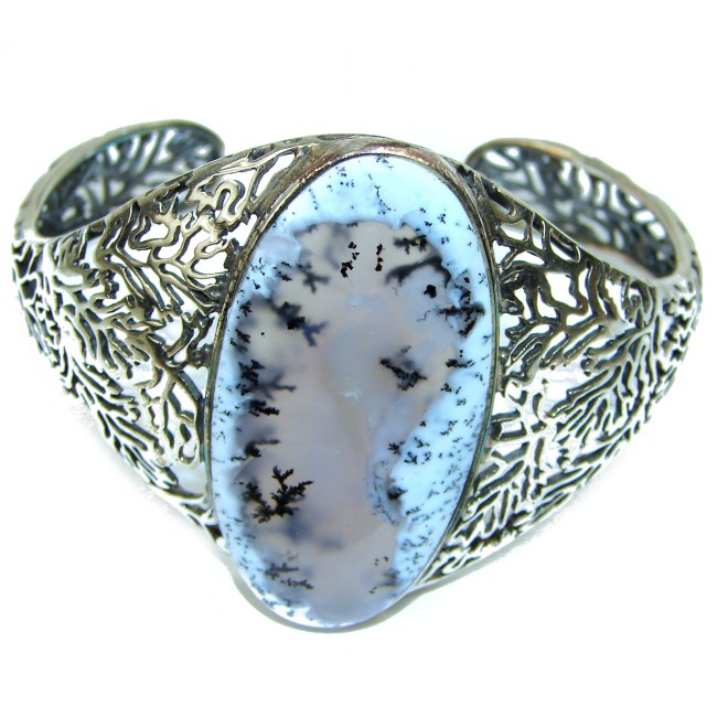 Dendritic Agate highly polished .925 Sterling Silver handcrafted Cuff/Bracelet