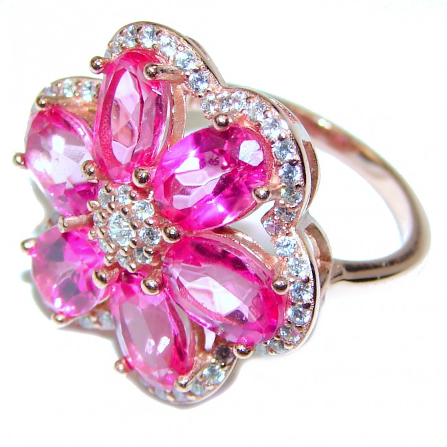 Sweet Pink Topaz .925 Silver handcrafted Ring s. 6