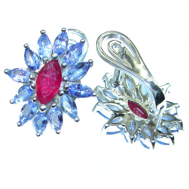Authentic Ruby Tanzanite .925 Sterling Silver handcrafted earrings