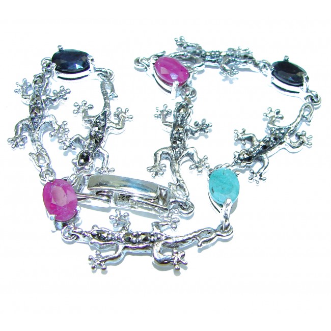 Lizards Authentic Ruby .925 Sterling Silver handcrafted Bracelet