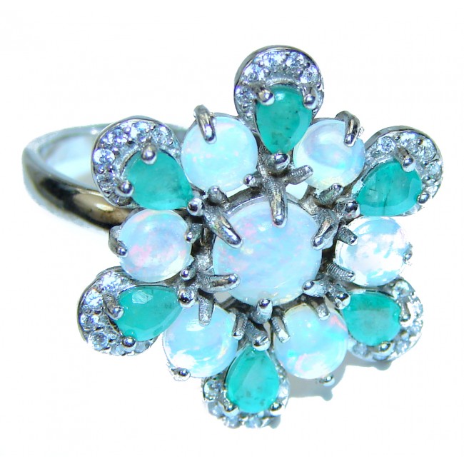 Extraordinary quality Ethiopian Opal .925 Sterling Silver handcrafted Ring size 8 3/4