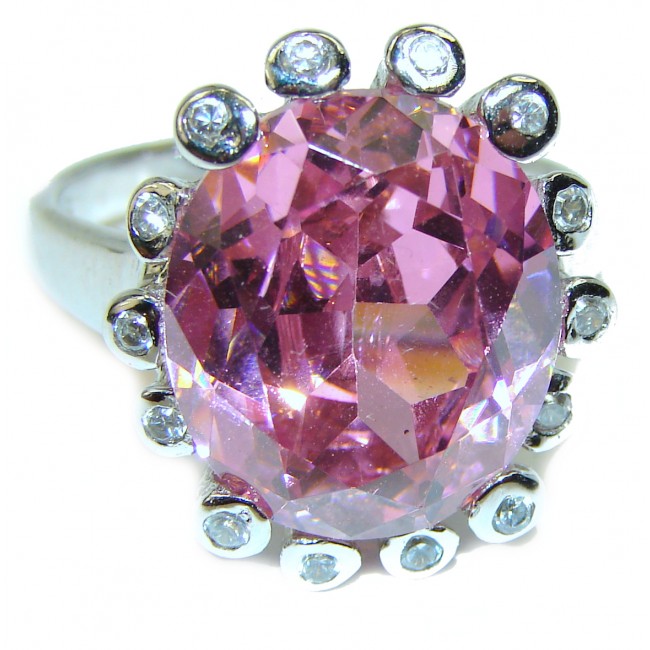 Sweet Pink Topaz .925 Silver handcrafted Ring s. 8 1/4
