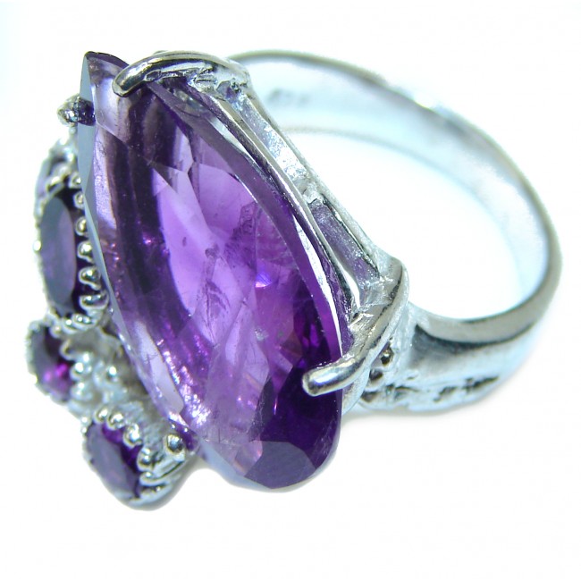 Vintage Beauty authentic Amethyst .925 Sterling Silver handcrafted ring size 9 1/2