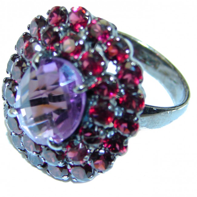 Incredible 15.7carat African Amethyst .925 Sterling Silver handcrafted ring size 6 3/4